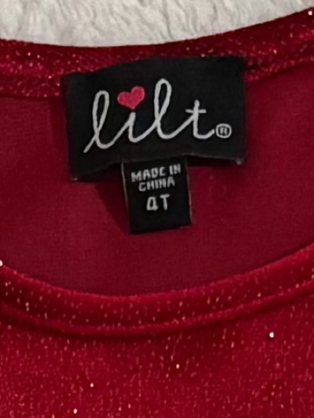 Lilt Sparkling Red Velvet Holiday Top with Heart Logo 4T